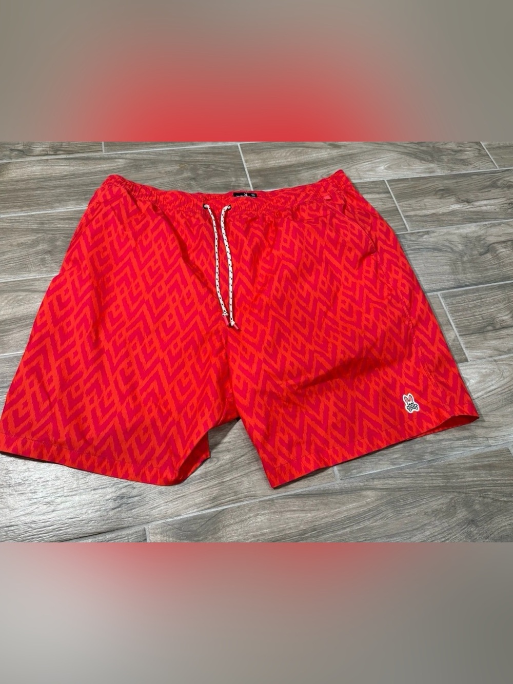 Psycho Bunny Swim Trunks Men's XXL 2XL Multicolor Mesh Lined Geometric Colorful